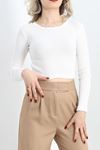 Kaşkorse Bisiklet Yaka Crop Body Ekru