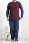 Jakarlı Erkek Pijama Takımı Bordo2