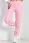 Beli Lastikli Keten Pantolon Pembe