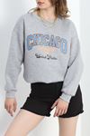 3 İplik Baskılı Unisex Sweat Gri