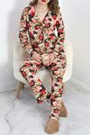 Düğmeli Süet Pijama Takımı Kahveayıcık